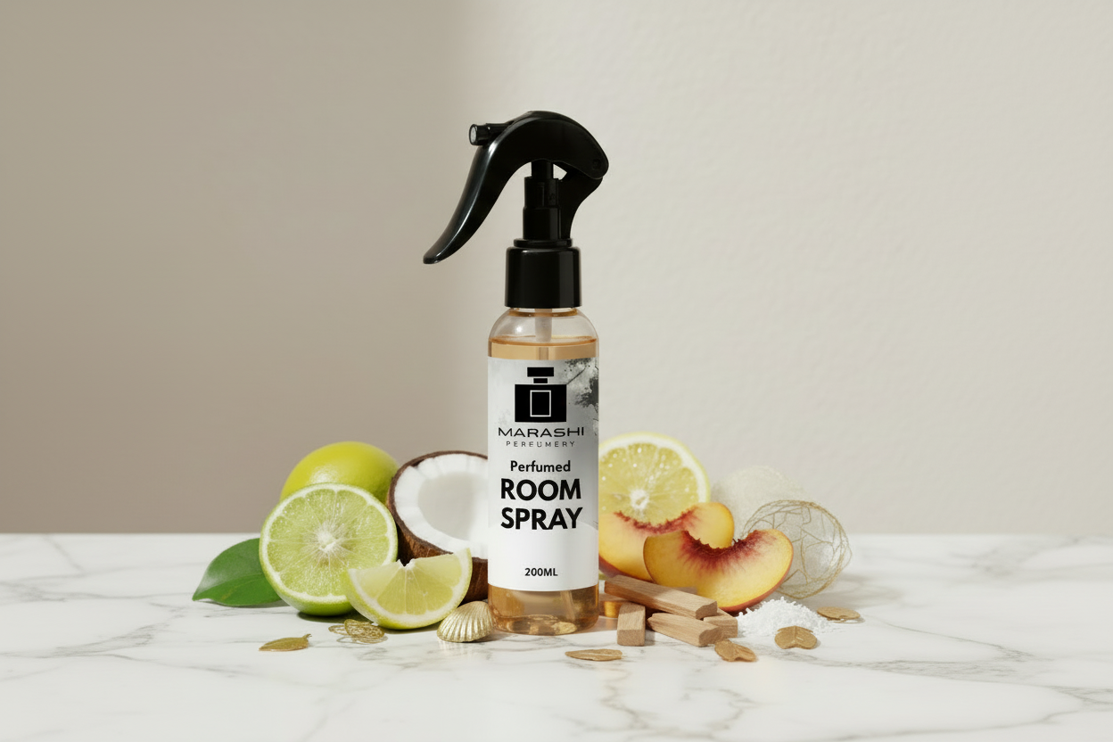 Citrus & Coconut Room Spray with wall background
