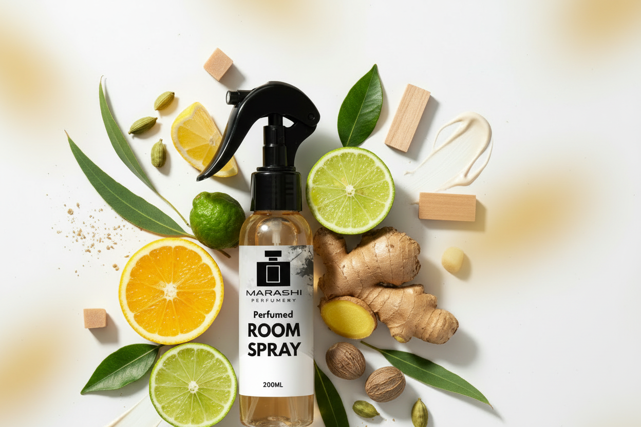Key Lime & Ginger Room Spray with fragrance notes