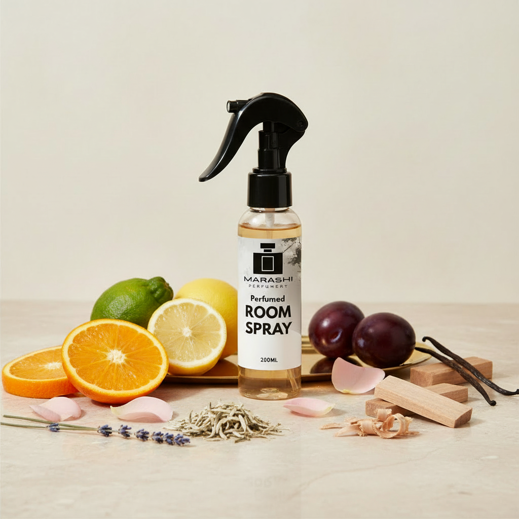 White Tea Room Spray with fragrance notes